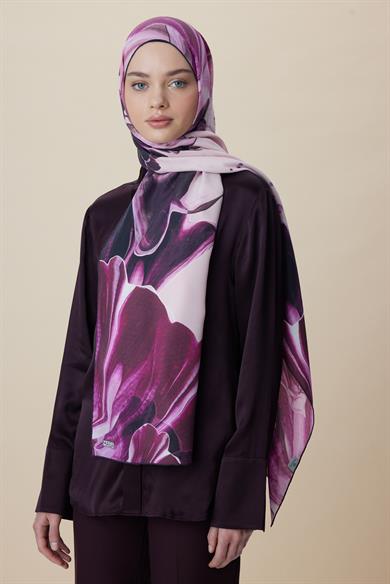 MEVCE PAMUK İPEK ŞAL 70*190 CM - FUŞYA