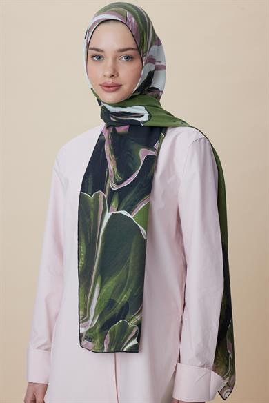 MEVCE PAMUK İPEK ŞAL 70*190 CM - HAKİ