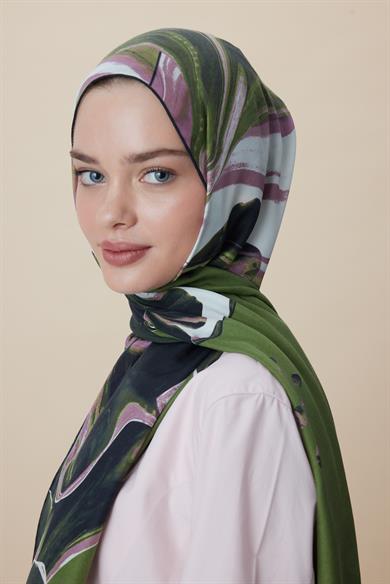 MEVCE PAMUK İPEK ŞAL 70*190 CM - HAKİ