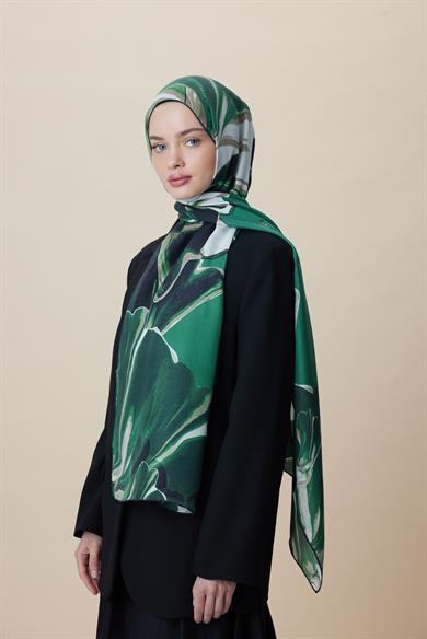 MEVCE PAMUK İPEK ŞAL 70*190 CM - KOYU YEŞİL