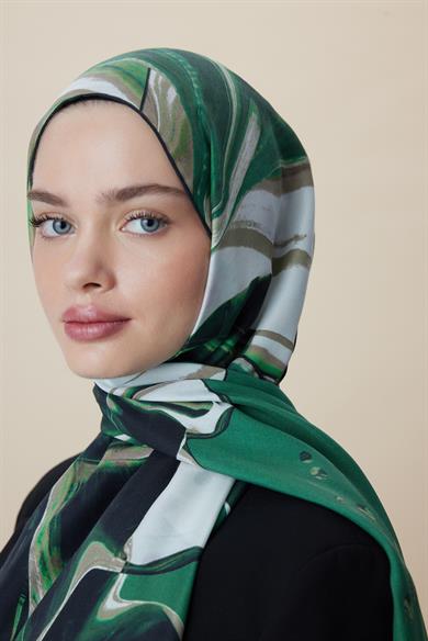 MEVCE PAMUK İPEK ŞAL 70*190 CM - KOYU YEŞİL