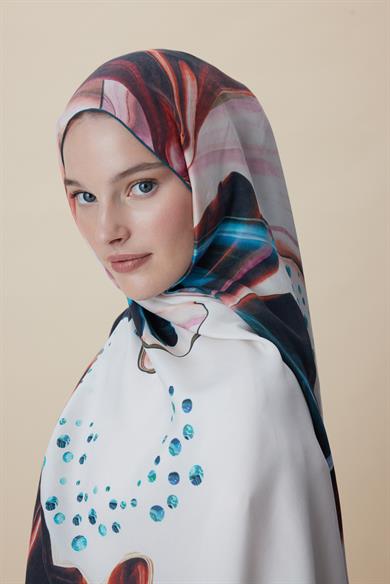 MEVCE PAMUK İPEK ŞAL 70*190 CM - PETROL MAVİSİ