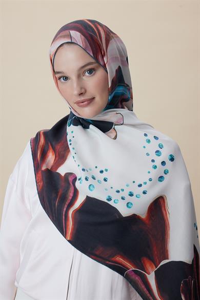 MEVCE PAMUK İPEK ŞAL 70*190 CM - PETROL MAVİSİ