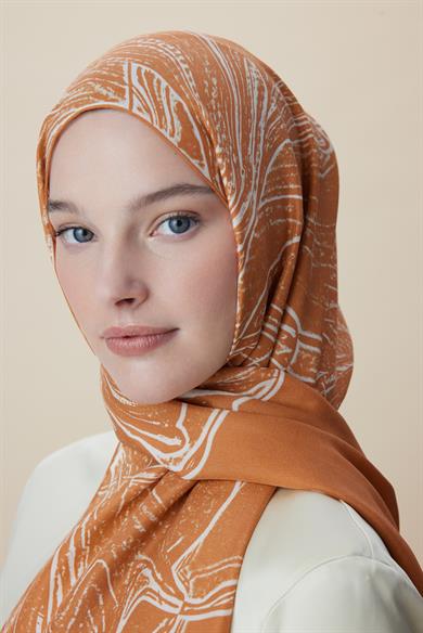 MEVCE PAMUK İPEK ŞAL 70*190 CM - TURUNCU