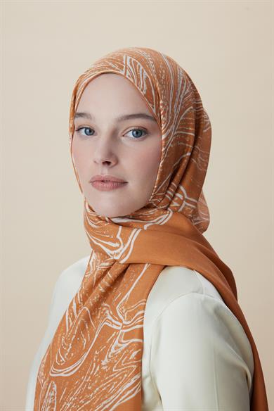 MEVCE PAMUK İPEK ŞAL 70*190 CM - TURUNCU