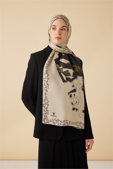 MİNA PAMUK İPEK ŞAL 70*190 CM - BEJ