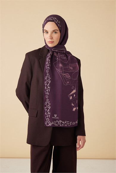 MİNA PAMUK İPEK ŞAL 70*190 CM - MÜRDÜM