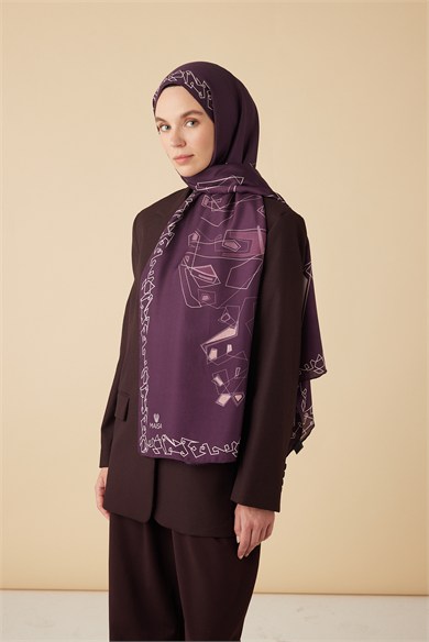 MİNA PAMUK İPEK ŞAL 70*190 CM - MÜRDÜM