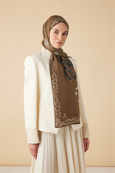 MİNA PAMUK İPEK ŞAL 70*190 CM - TABA