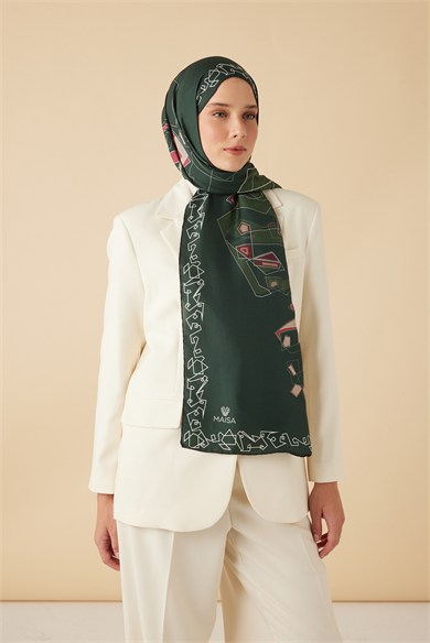 MİNA PAMUK İPEK ŞAL 70*190 CM - YEŞİL