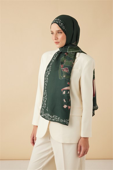 MİNA PAMUK İPEK ŞAL 70*190 CM - YEŞİL