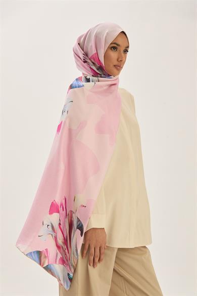 MİRA PAMUK İPEK ŞAL 70*190 CM - PEMBE