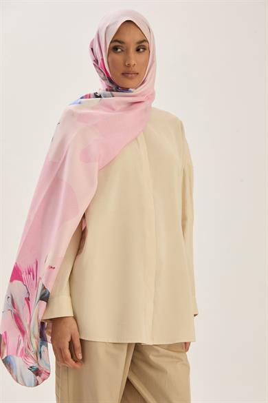 MİRA PAMUK İPEK ŞAL 70*190 CM - PEMBE