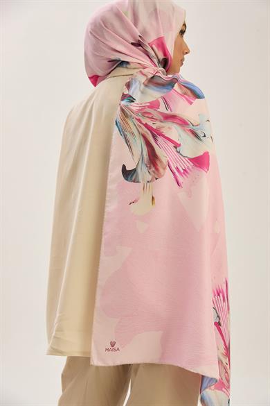MİRA PAMUK İPEK ŞAL 70*190 CM - PEMBE