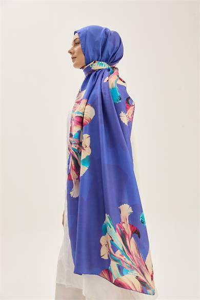 MİRA PAMUK İPEK ŞAL 70*190 CM - SAKS