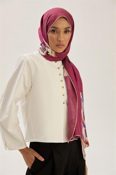 MİRA PAMUK İPEK ŞAL 70*190 CM - VİŞNE