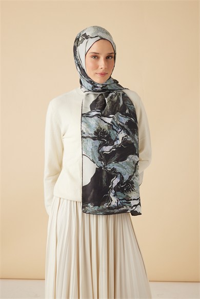 MİRAS PAMUK İPEK ŞAL 70*190 CM - GRİ