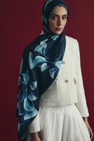 MİSK PAMUK İPEK ŞAL 70*190 CM - LACİVERT