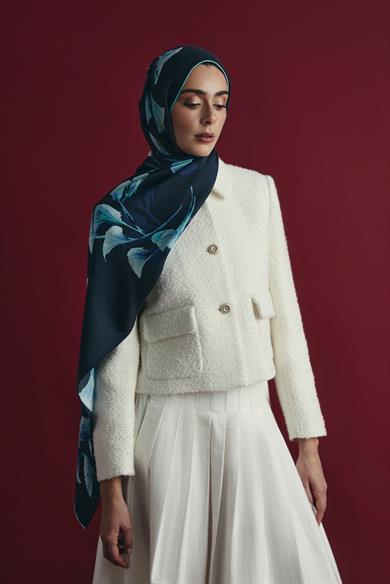 MİSK PAMUK İPEK ŞAL 70*190 CM - LACİVERT
