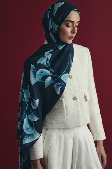 MİSK PAMUK İPEK ŞAL 70*190 CM - LACİVERT