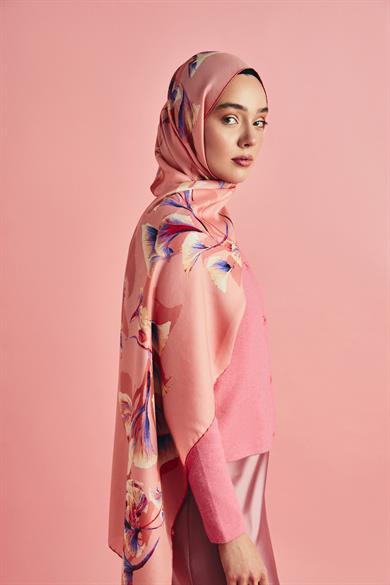 MİSK PAMUK İPEK ŞAL 70*190 CM - PEMBE