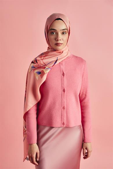 MİSK PAMUK İPEK ŞAL 70*190 CM - PEMBE