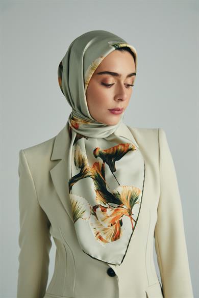 MİSK TİVİL İPEK EŞARP 90*90 CM - FİLİZİ YEŞİLİ