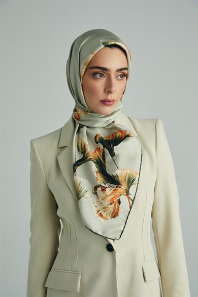 MİSK TİVİL İPEK EŞARP 90*90 CM - FİLİZİ YEŞİLİ