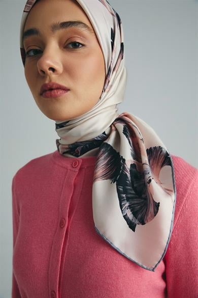 MİSK TİVİL İPEK EŞARP 90*90 CM - PUDRA PEMBE