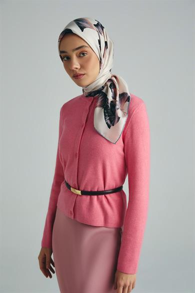 MİSK TİVİL İPEK EŞARP 90*90 CM - PUDRA PEMBE