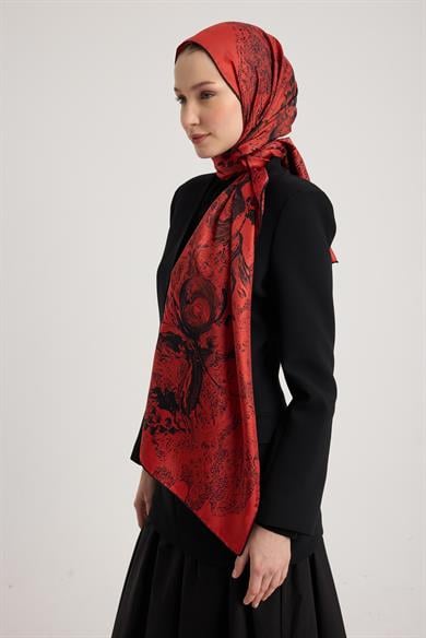 NARDEN MULBERRY İPEK ŞAL 70*190 CM - KIRMIZI