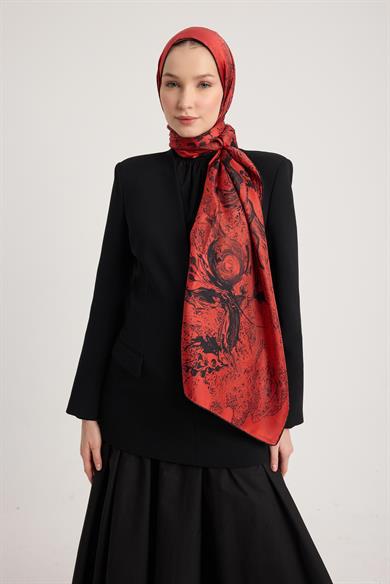 NARDEN MULBERRY İPEK ŞAL 70*190 CM - KIRMIZI