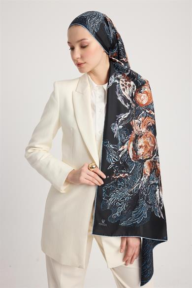 NARDEN MULBERRY İPEK ŞAL 70*190 CM - LACİVERT