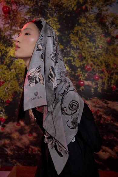 NARİN KREP İPEK ŞAL 70*190 CM - GRİ