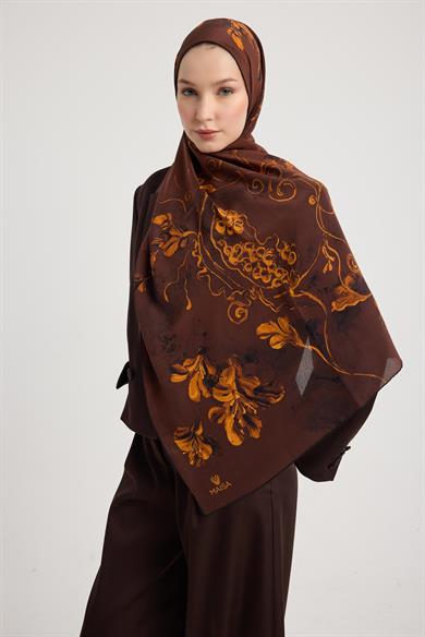 NARİN KREP İPEK ŞAL 70*190 CM - KAHVERENGİ