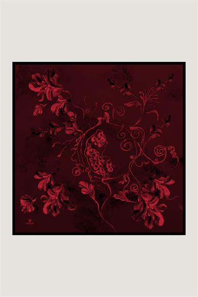 NARİN TİVİL İPEK EŞARP 90*90 CM - BORDO