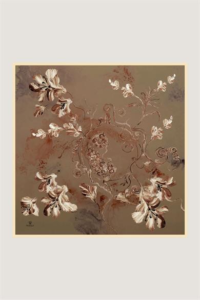 NARİN TİVİL İPEK EŞARP 90*90 CM - CAMEL