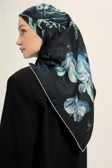 NARİN TİVİL İPEK EŞARP 90*90 CM - LACİVERT
