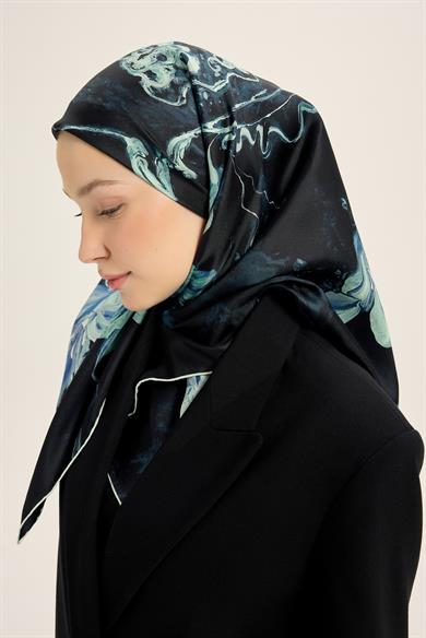 NARİN TİVİL İPEK EŞARP 90*90 CM - LACİVERT