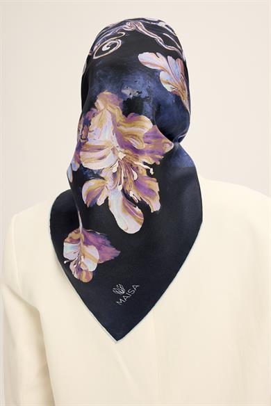 NARİN TİVİL İPEK EŞARP 90*90 CM - MOR