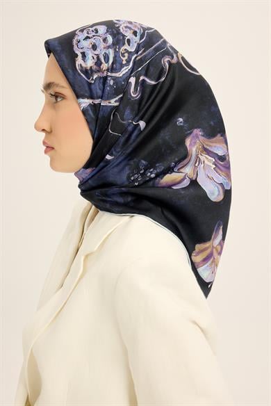 NARİN TİVİL İPEK EŞARP 90*90 CM - MOR