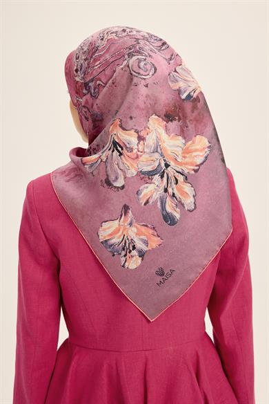 NARİN TİVİL İPEK EŞARP 90*90 CM - PEMBE