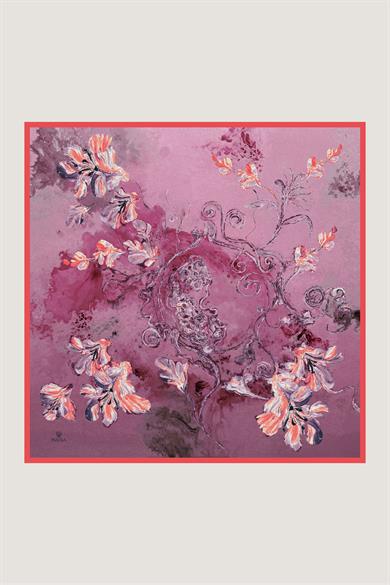 NARİN TİVİL İPEK EŞARP 90*90 CM - PEMBE