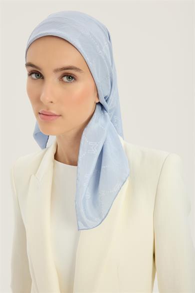 NEDA PAMUK İPEK EŞARP 90*90 CM - AÇIK MAVİ