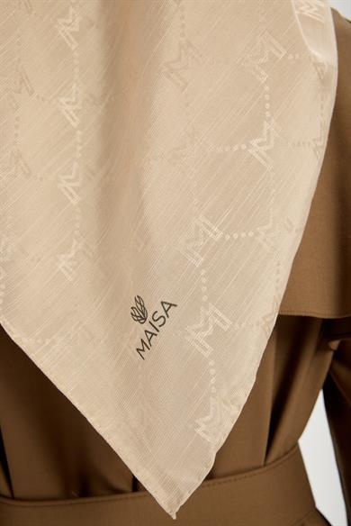 NEDA PAMUK İPEK EŞARP 90*90 CM - BEJ