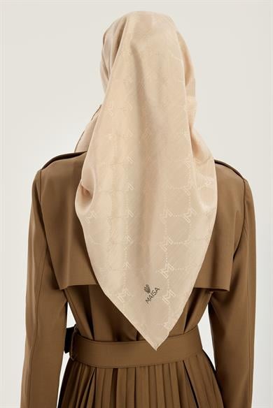 NEDA PAMUK İPEK EŞARP 90*90 CM - BEJ