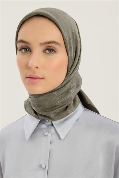 NEDA PAMUK İPEK EŞARP 90*90 CM - HAKİ