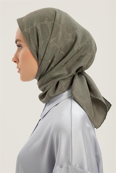 NEDA PAMUK İPEK EŞARP 90*90 CM - HAKİ