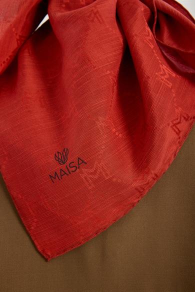 NEDA PAMUK İPEK EŞARP 90*90 CM - KİREMİT