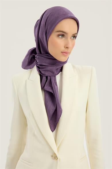 NEDA PAMUK İPEK EŞARP 90*90 CM - MOR